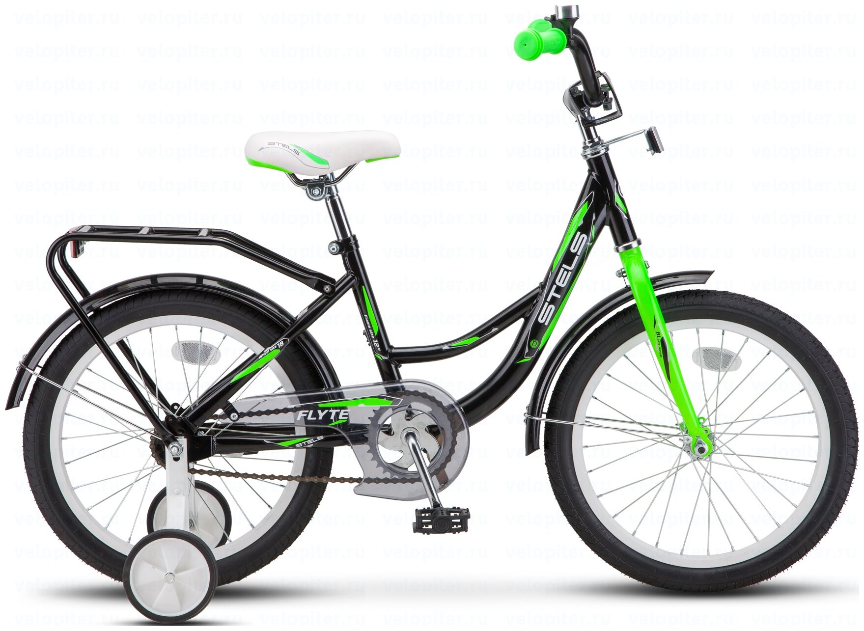 Детский велосипед STELS Flyte 16 Z011 (2021) черный/салатовый 11" (требует финальной сборки)