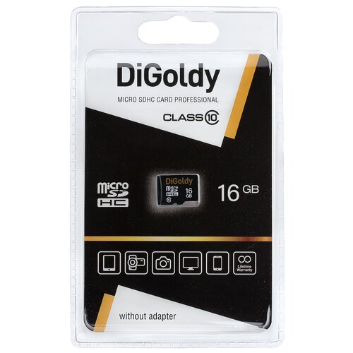 Карта памяти Digoldy microSDHC 16 ГБ Class 10, V10, A1, UHS-I U1, 1 шт., черный