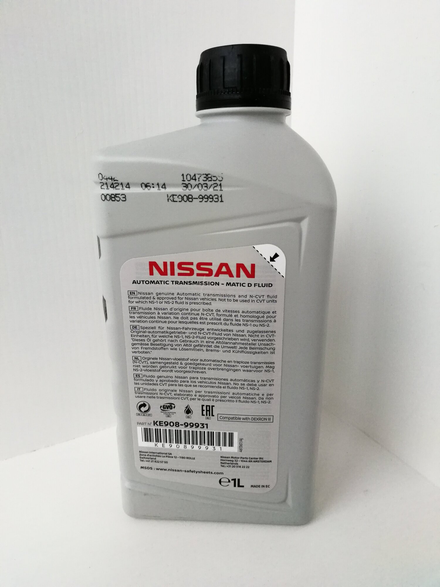 Масло трансмиссионное Nissan AT-MATIC D Fluid, 1 л