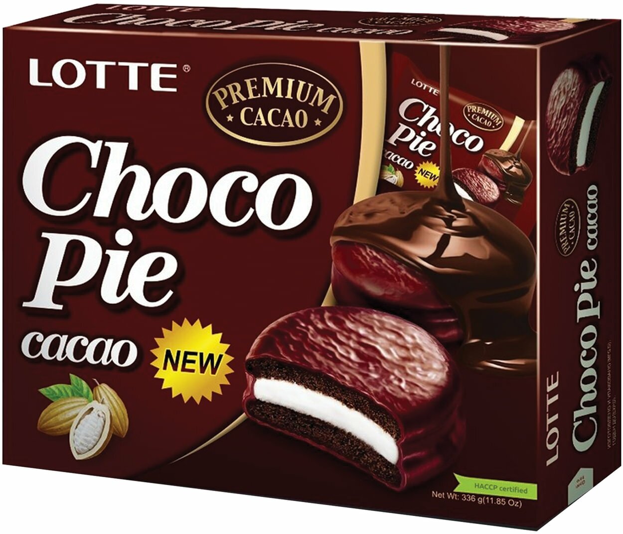 Печенье LOTTE (12 шт х 28 г), 2 шт по 336 г "Choco Pie Cacao" глазированное - фотография № 2