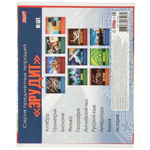 фото Набор тетрадей предмет. а5,48л.10шт,мел.карт. эрудит. ассорти (48-6464) проф-пресс