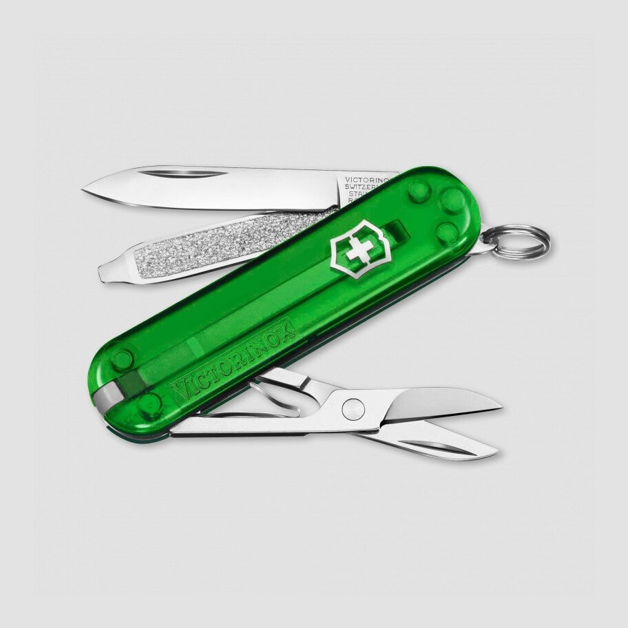 Нож швейцарский складной Victorinox «Classic SD Transparent Green Tea», 7 функций, длина клинка: 4.0 см 0.6223. T41G
