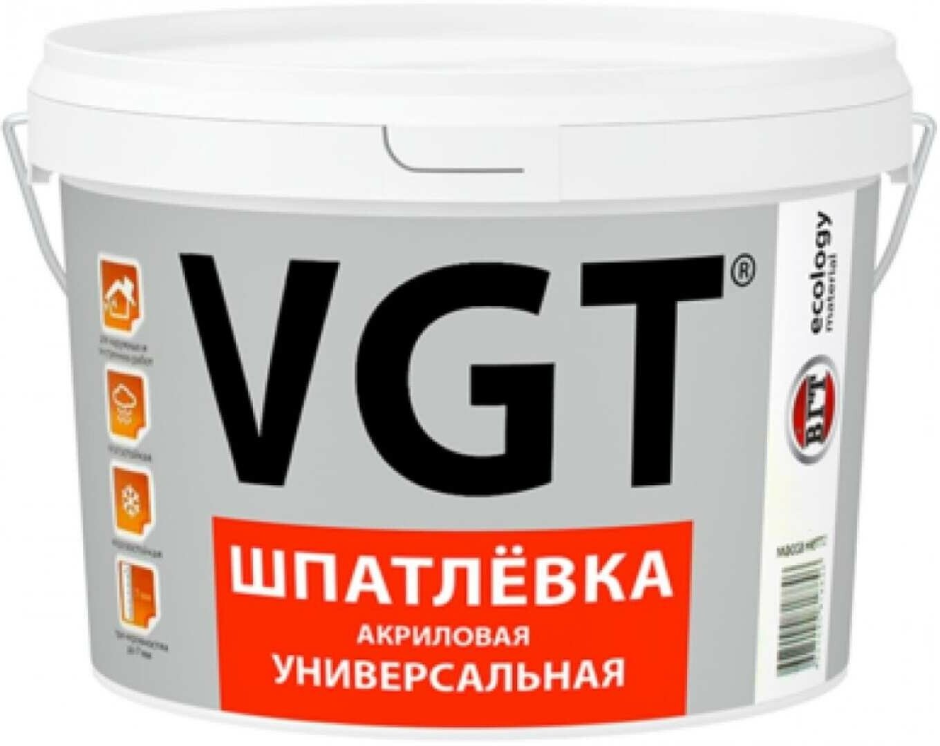 Шпатлевка универсальная для наружных и внутренних работ Vgt (ВГТ), акриловая, 1,7 кг