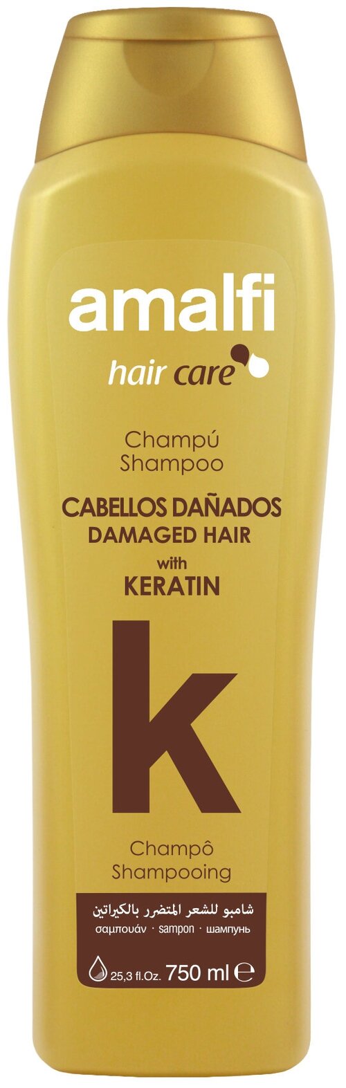 Amalfi шампунь Hair care Keratin для поврежденных волос, 750 мл