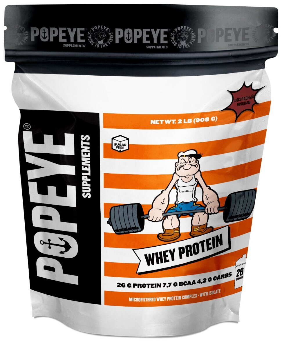 Протеин POPEYE Whey Protein 908g Bag (Шоколад-миндаль)
