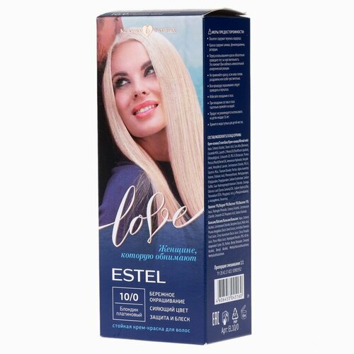 Краска-крем для волос Estel Love 10/0, Блондин платиновый крем краска для волос estel love стойкая 10 0 блондин платиновый 60 мл 2 шт