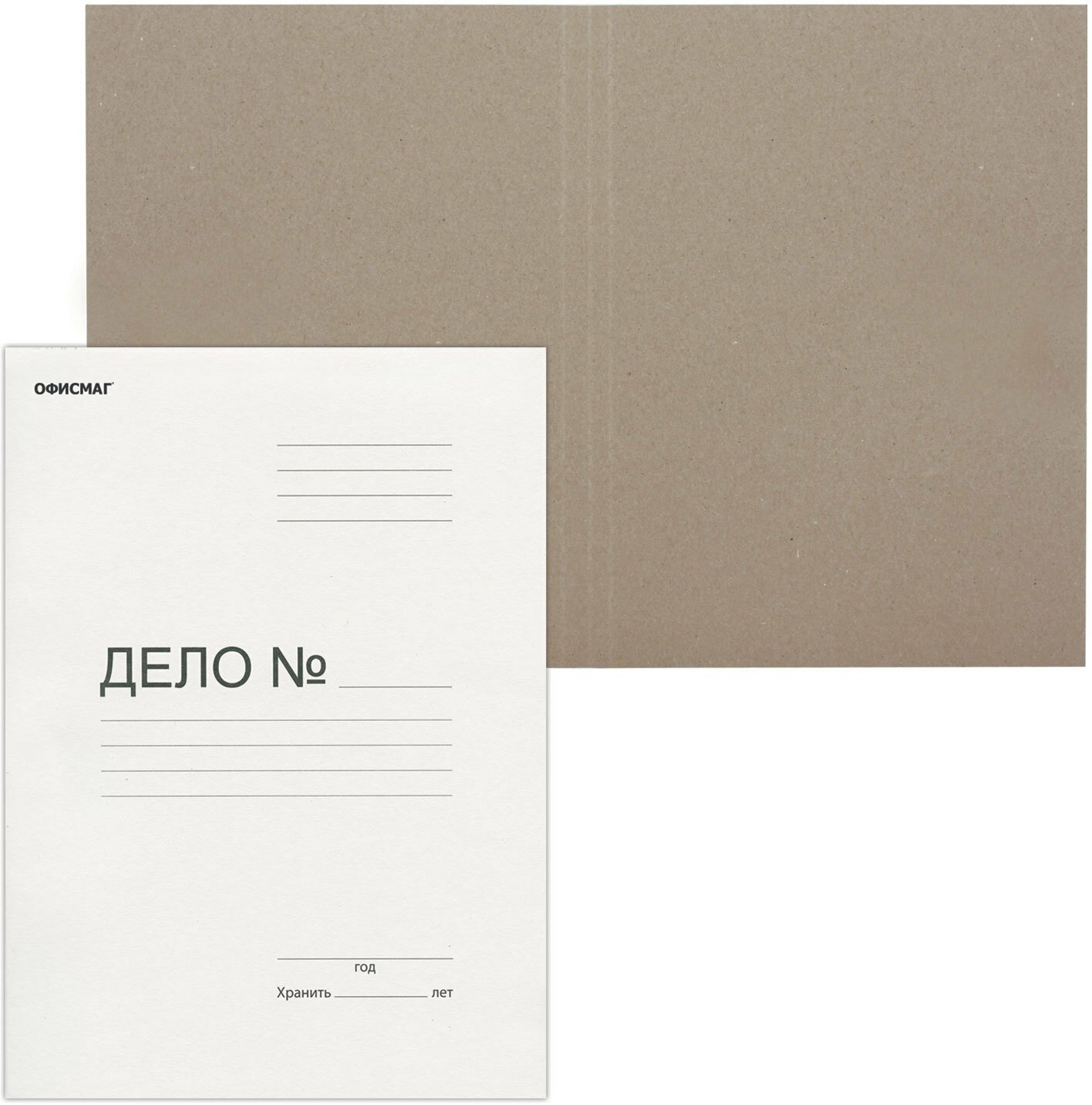 Папка без скоросшивателя Офисмаг "Дело", картон, плотность 280 г/м2, до 200 листов (124572)