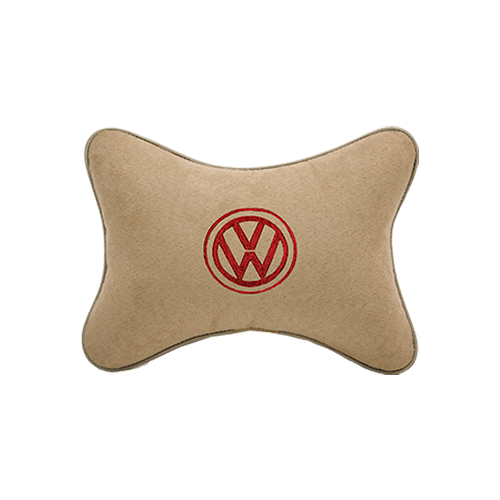 фото Подушка на подголовник алькантара beige (красный логотип) volkswagen vital technologies
