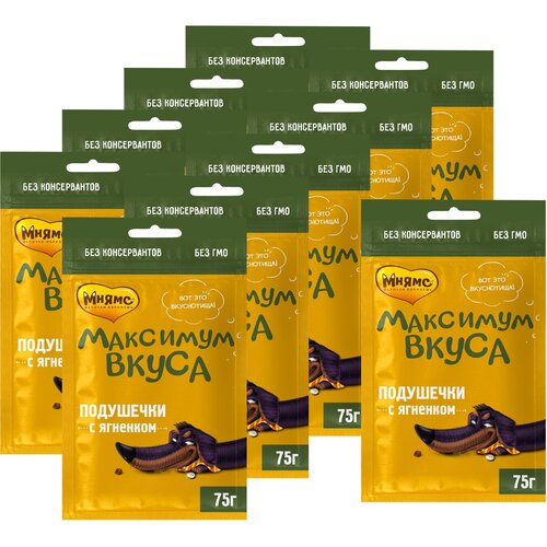 мнямс стейки для собак крупных пород 75 г х 24 шт Лакомство Мнямс подушечки с ягненком для собак «Максимум вкуса» 75 г х 10шт.