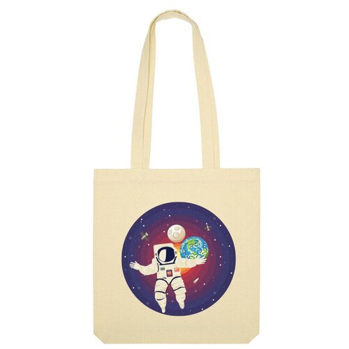 Сумка шоппер Us Basic, бежевый детская футболка космонавт в космосе и планета земля 116 синий
