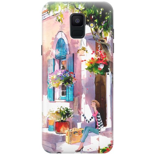 фото Re:paчехол - накладка artcolor для samsung galaxy a6 (2018) с принтом "девочка на цветущей улочке"