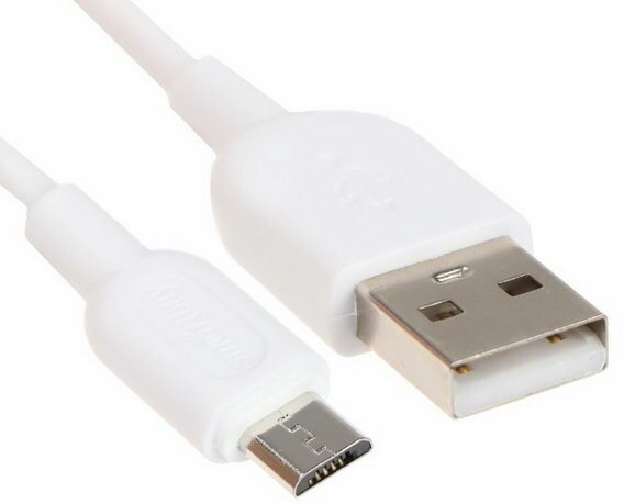 Кабель S01, microUSB - USB, 2.4 А, 1 м, зарядка + передача данных, белый