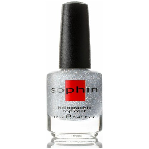 Sophin Верхнее покрытие Holographic Top Coat, Silver, 12 мл hit верхнее покрытие disco top silver 9 мл