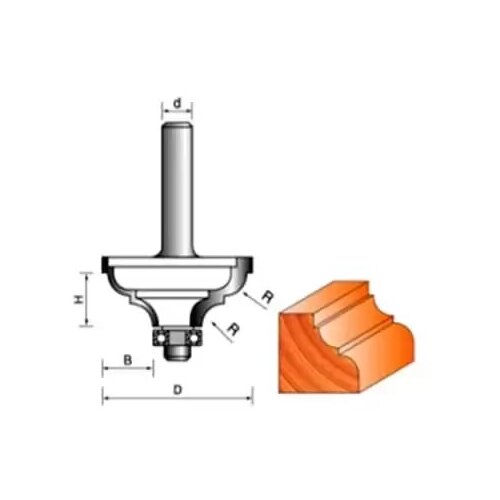 Фреза по дереву кромочная фигурная, 8х40Dх18H R6 мм, CTФ-2003