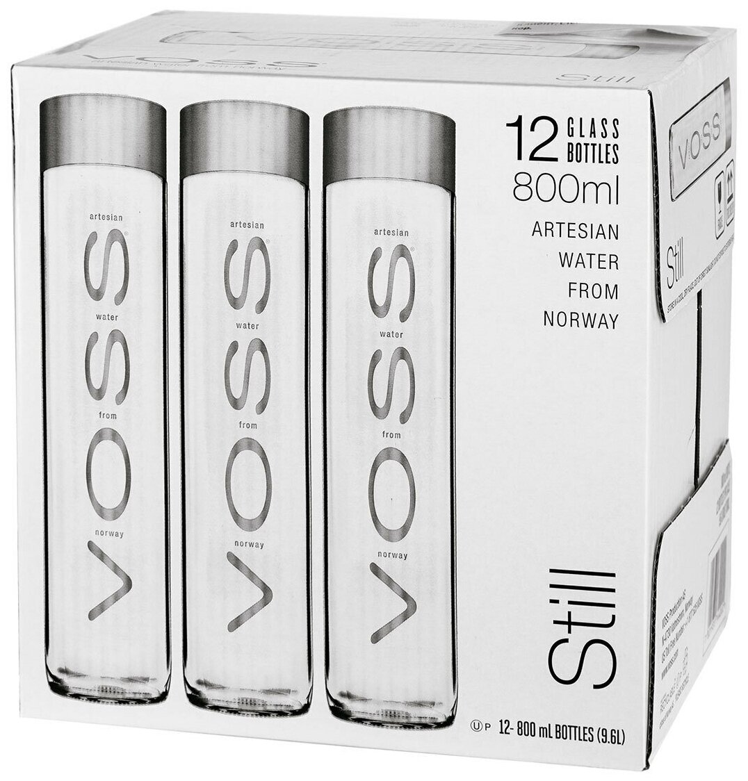 Вода питьевая Voss (Восс) без газа 12 шт по 0,8 л стекло