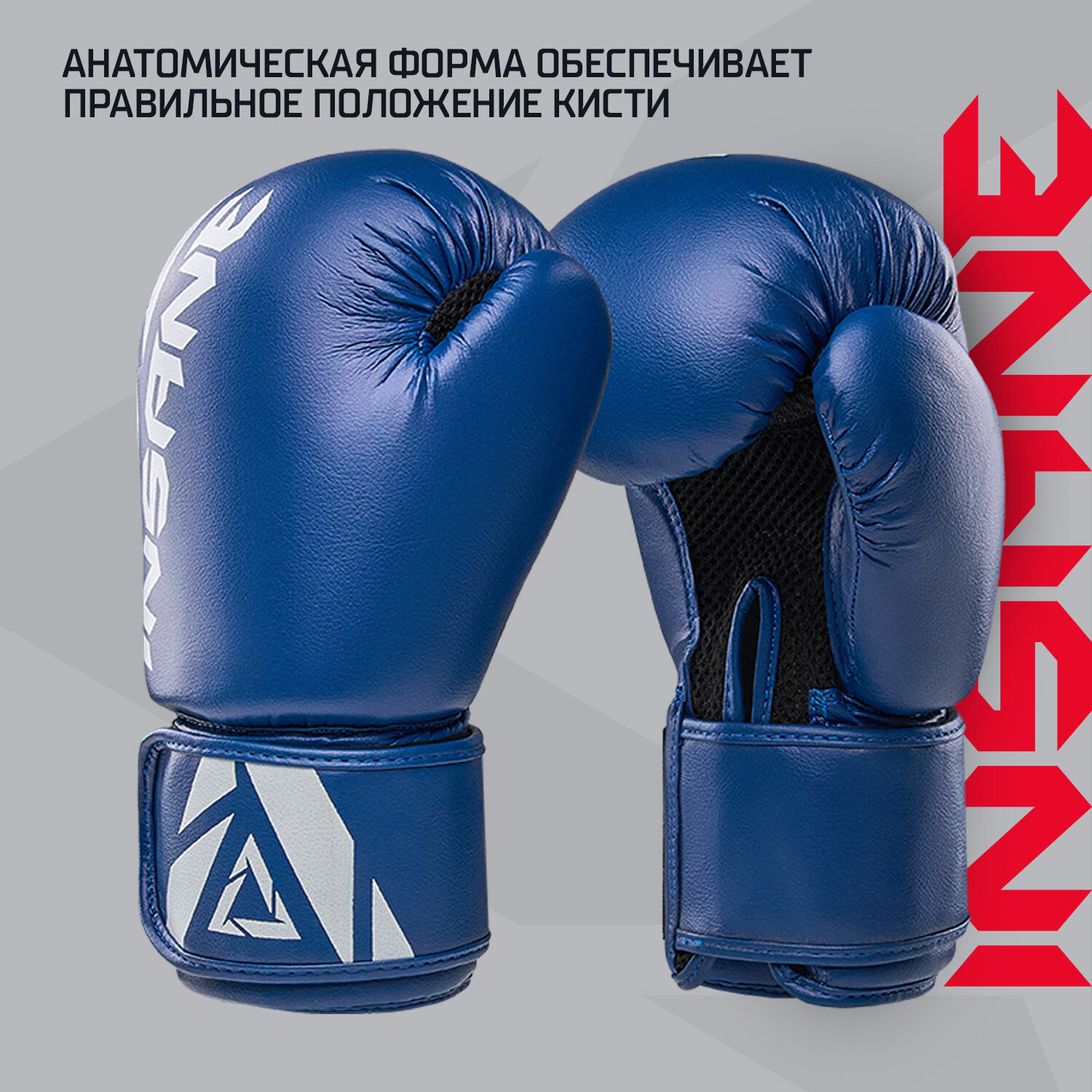 Перчатки боксерские INSANE MARS IN22-BG100, ПУ, синий, 6 oz
