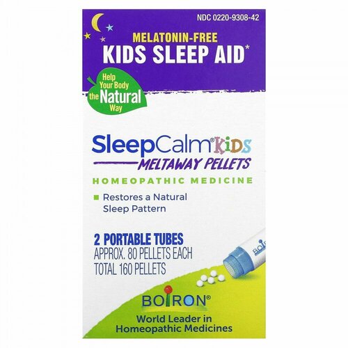 Boiron, SleepCalm Kids, 2 Portable Tubes, 80 Pellets Each