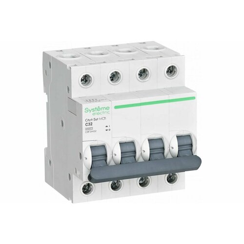 City9 Set Автоматический выключатель (АВ) С 32А 4P 4.5kA 400В, SCHNEIDER ELECTRIC C9F34432 (1 шт.) миниатюрный автоматический выключатель schneider electric a9f18450 ic65n 4p c50a