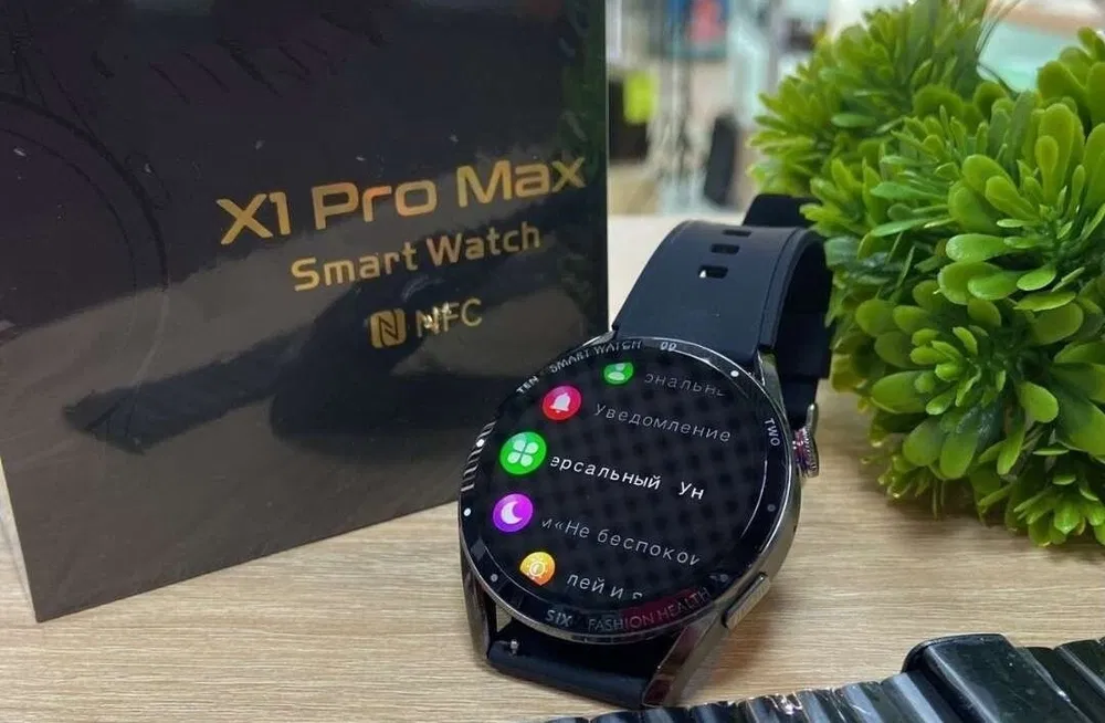 Умные часы X1 PRO MAX Smart Watch 2023 круглые мужские, iOS, Android, Черный