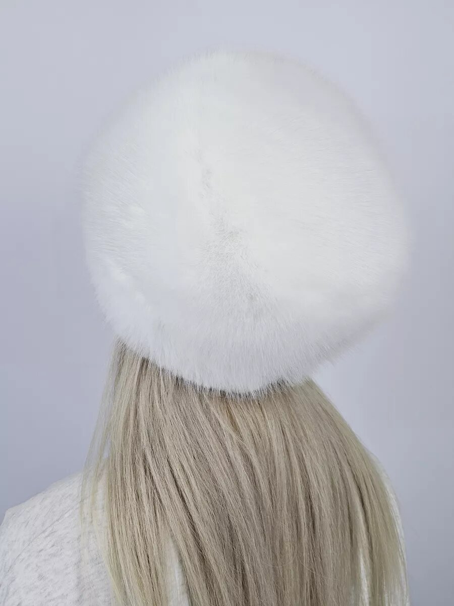 Шапка Меховые аксессуары для женщин, размер 56-59, белый — фото 1