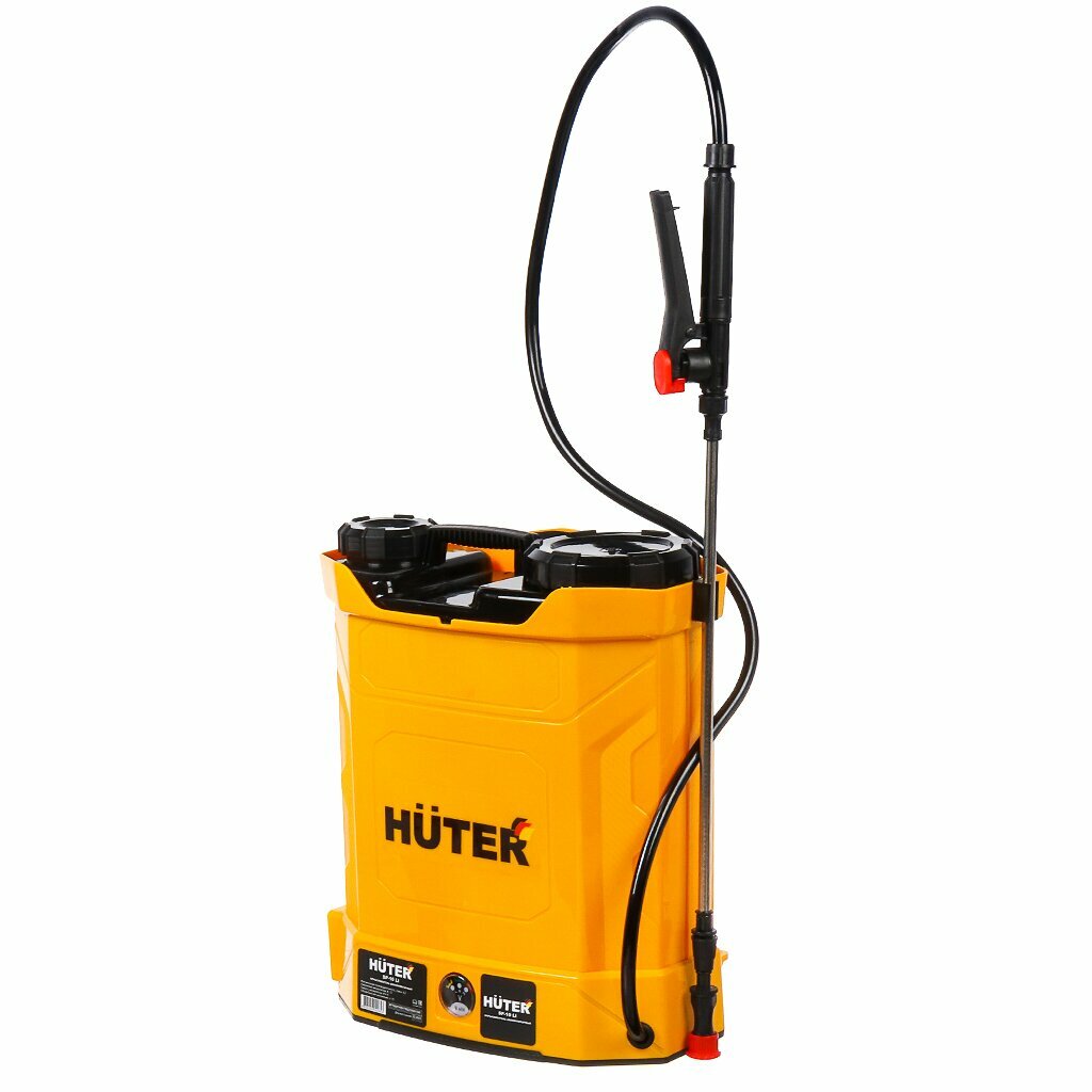 фото Опрыскиватель садовый работа от аккумулятора, Huter, 10 л, Li-ion, 6 А. ч, 12 В, пластик, ранцевый, телескопическая штанга, 1000 мм, 70/13/43