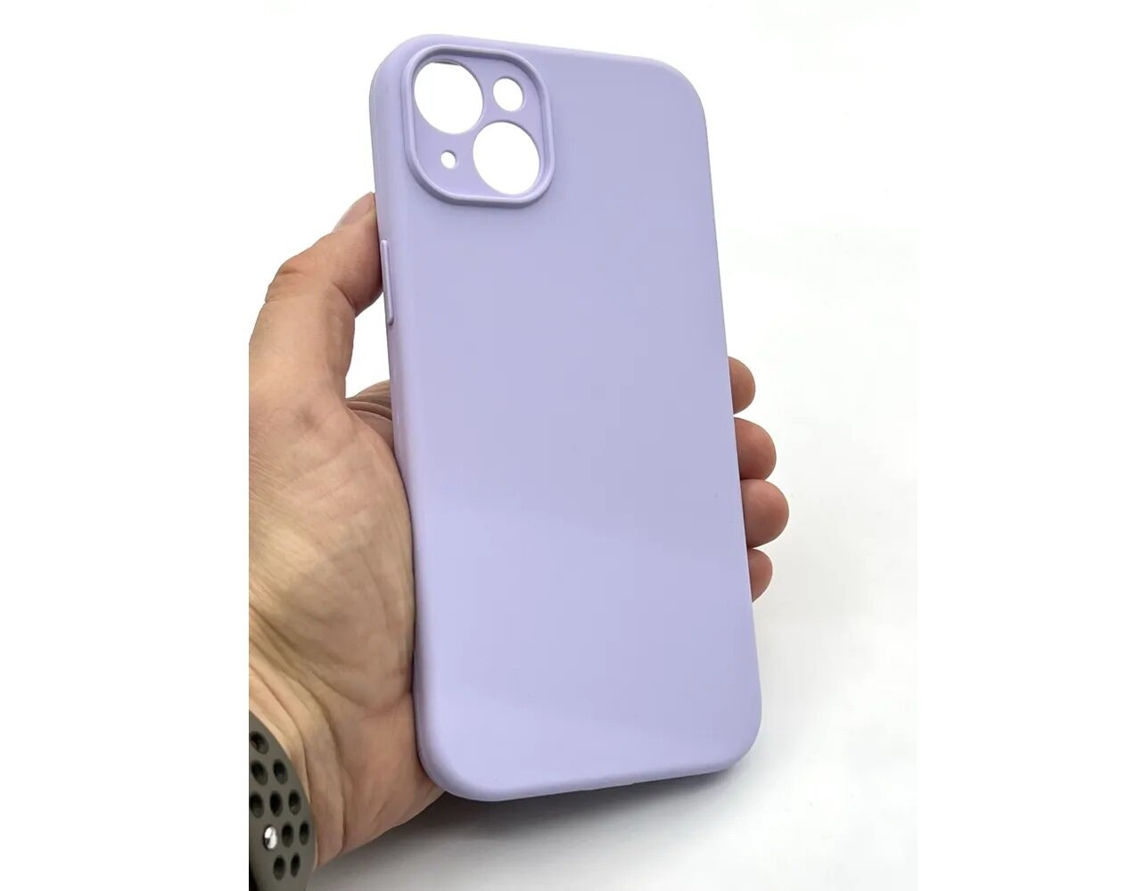 Чехол на Apple iPhone 14 Plus силиконовый с защитной подкладкой из микрофибры Microfiber Case, сиреневый — фото 1