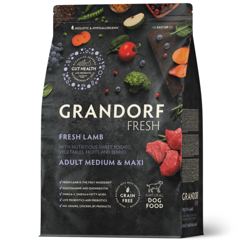Grandorf Fresh Dog Medium&Maxi Lamb корм для собак средних и крупных пород, ягненок с бататом 3кг