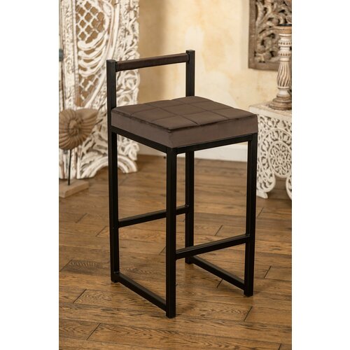 Полубарный стул Лофт со спинкой цвет коричневый основание черное высота 65 см 5500₽