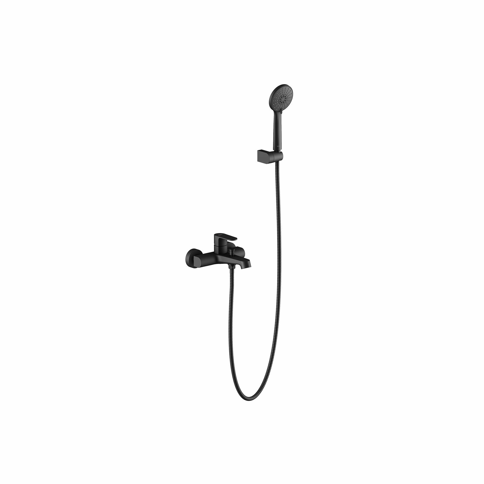 Смеситель для ванны с душевым набором AQUATEK, матовый черный AQ1249MB оберон, Черный матовый