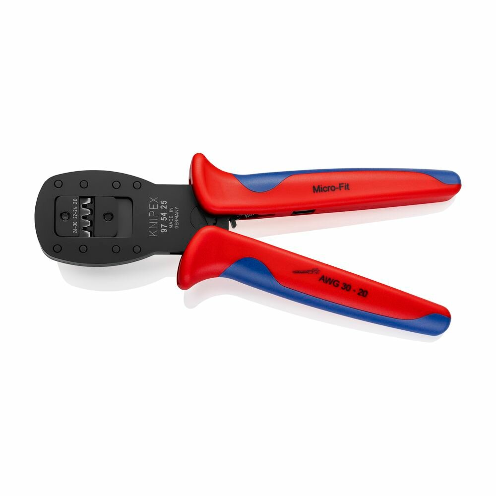 Пресс-клещи KNIPEX для мини-штекеров, 3 гнезда, Micro-Fit Molex, AWG 30-26/24-22/20, 190 мм KN-975425 — фото 1
