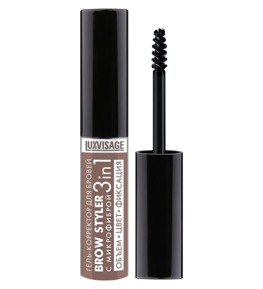 Гель-корректор для бровей Brow styler с микрофиброй 3 в 1, тон 3, LUXVISAGE, 5,5 г