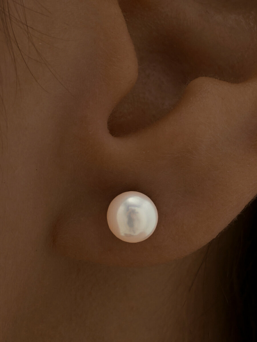 Серьги пусеты Ювелир Карат, серебро, 925 проба, родирование, жемчуг