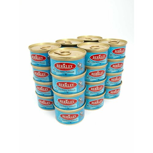 Berkley №8-85 г x 24 шт влажный корм для взрослых кошек, курица с лососем в соусе, в консервах