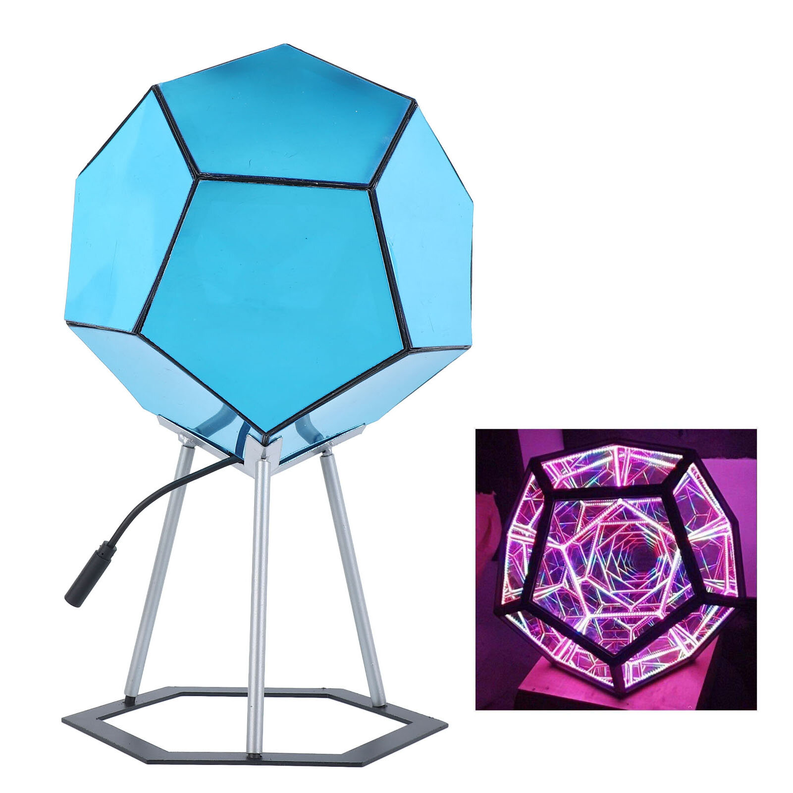 3D LED светильник Dodecahedron, 7 цветов, металлический, с пультом дистанционного управления, для вечеринки