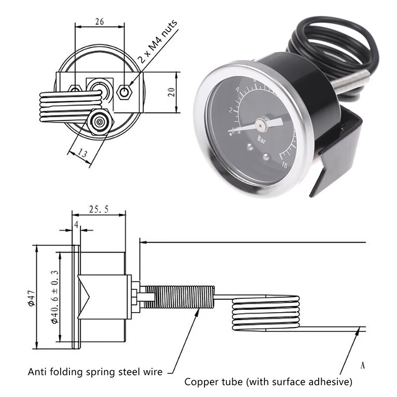 Манометр для кофемашины JETTING 16 бар