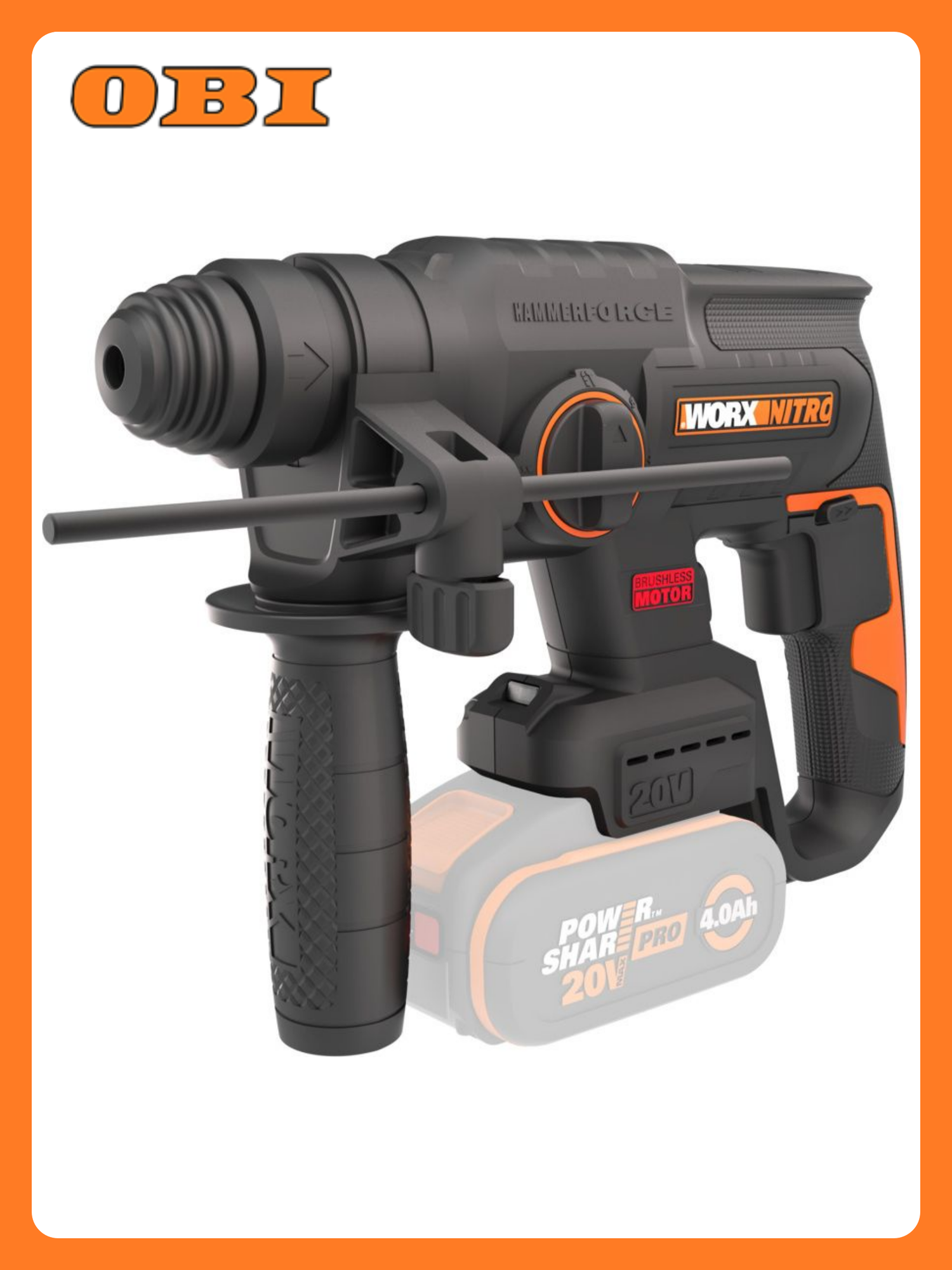 Перфоратор аккумуляторный WORX WX381.9 бесщёточный 20В без аккумулятора и ЗУ