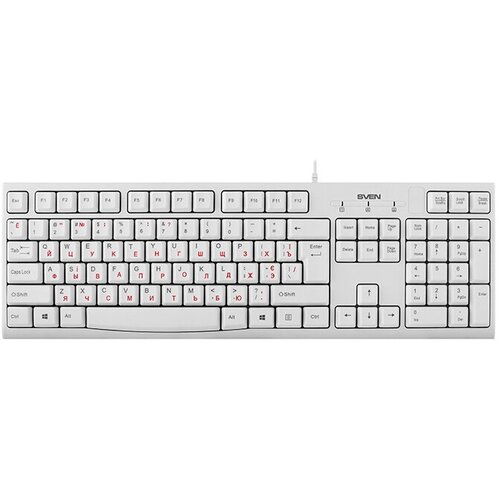 Клавиатура SVEN KB-S300 White USB белый, английская/русская (ANSI) клавиатура sven kb c2300w sv 021474