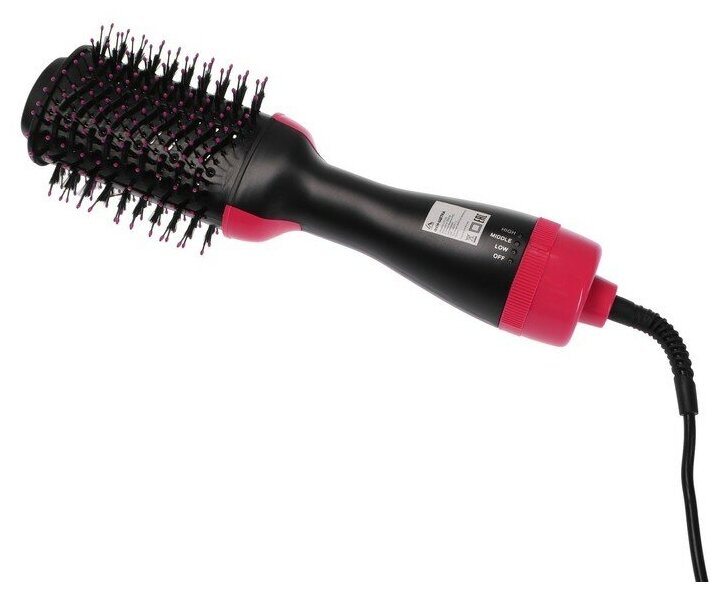 Фен-щетка для волос Luazon Home LFS-04, 1000 Вт, 3 режима, 220 В, черно-розовый