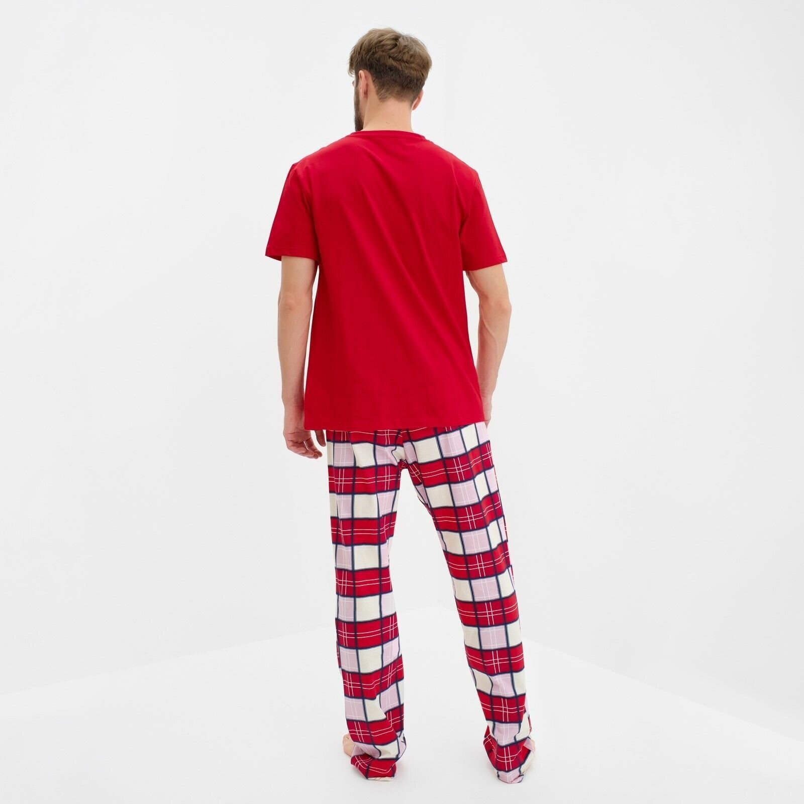 Пижама новогодняя мужская KAFTAN "Bear", цвет красный, размер 54 - фотография № 3