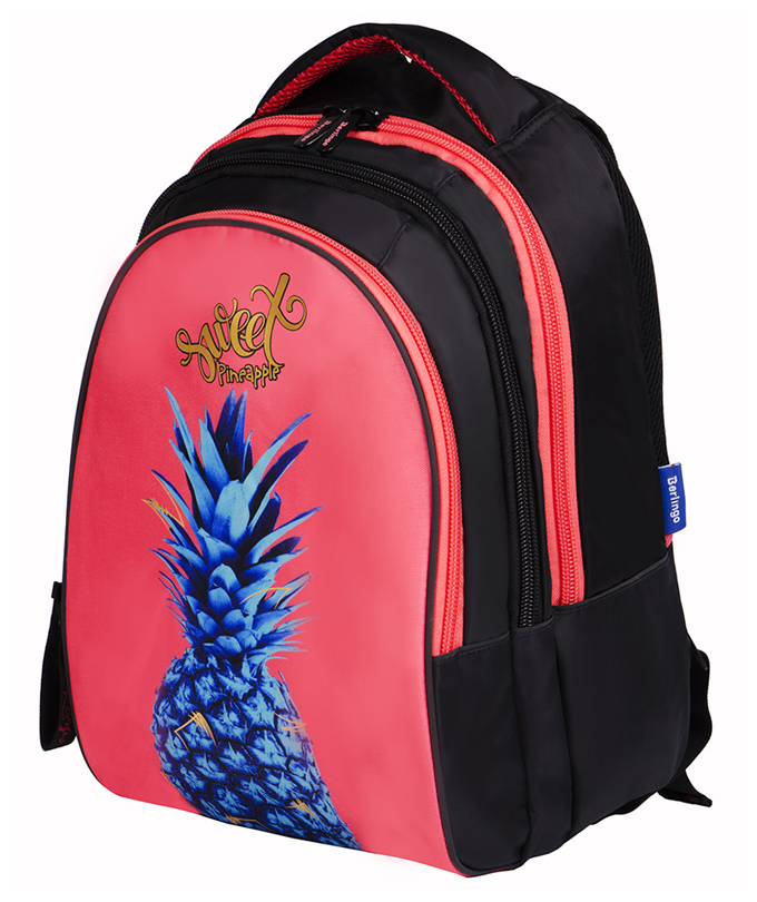 Рюкзак Berlingo inStyle "Pineapple" RU05920, 41*27*20 см, 3 отделения, 1 карман, черный, розовый