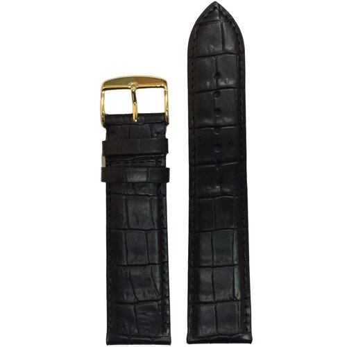 Ремешок для часов 22 мм кожаный черный