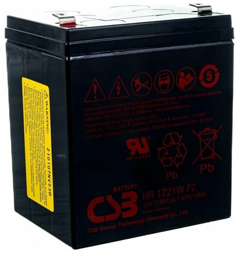 Аккумулятор для ИБП CSB HR-1221W 12V 5Ah клеммы F2