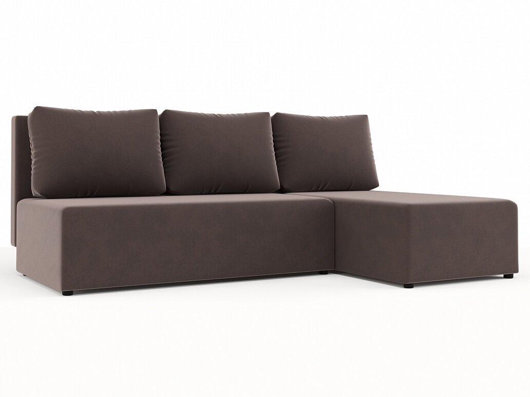 Угловой диван-кровать Рим, велюр, коричневый