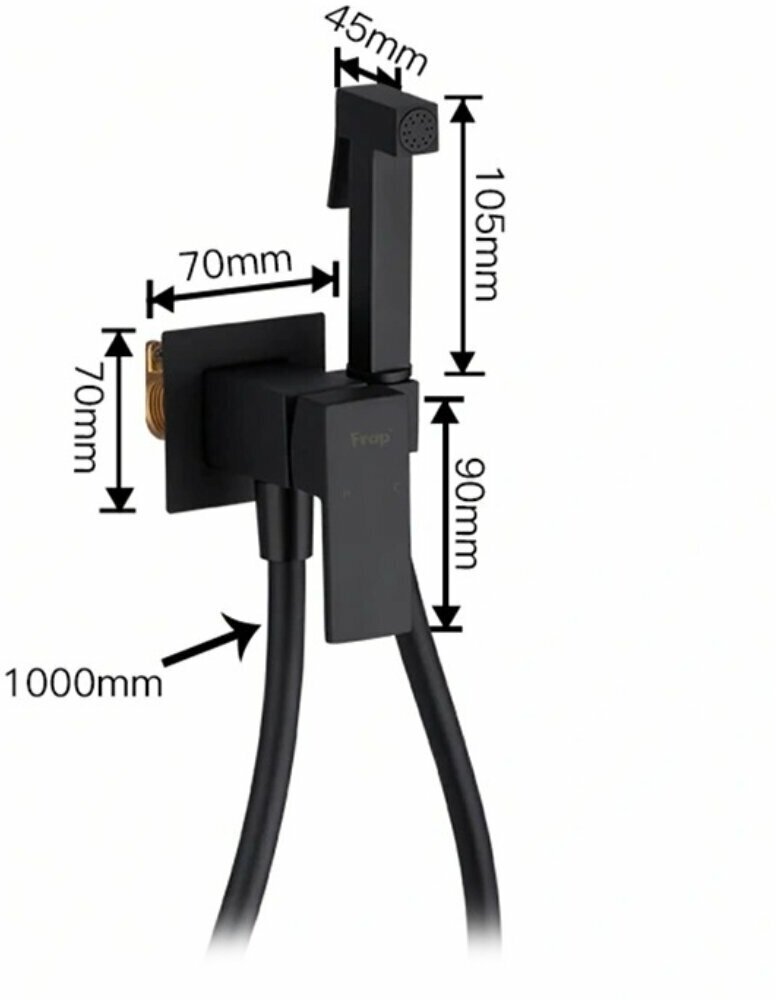 Смеситель Frap с гигиеническим душем, черный матовый - фото №20