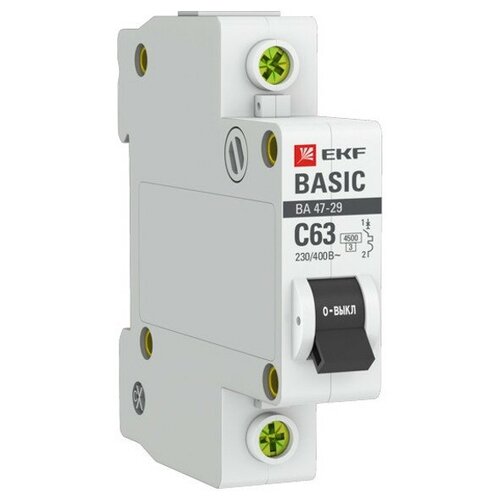 Выключатель автоматический EKF Basic 1Р 63А С ВА47-29 45кА 641₽