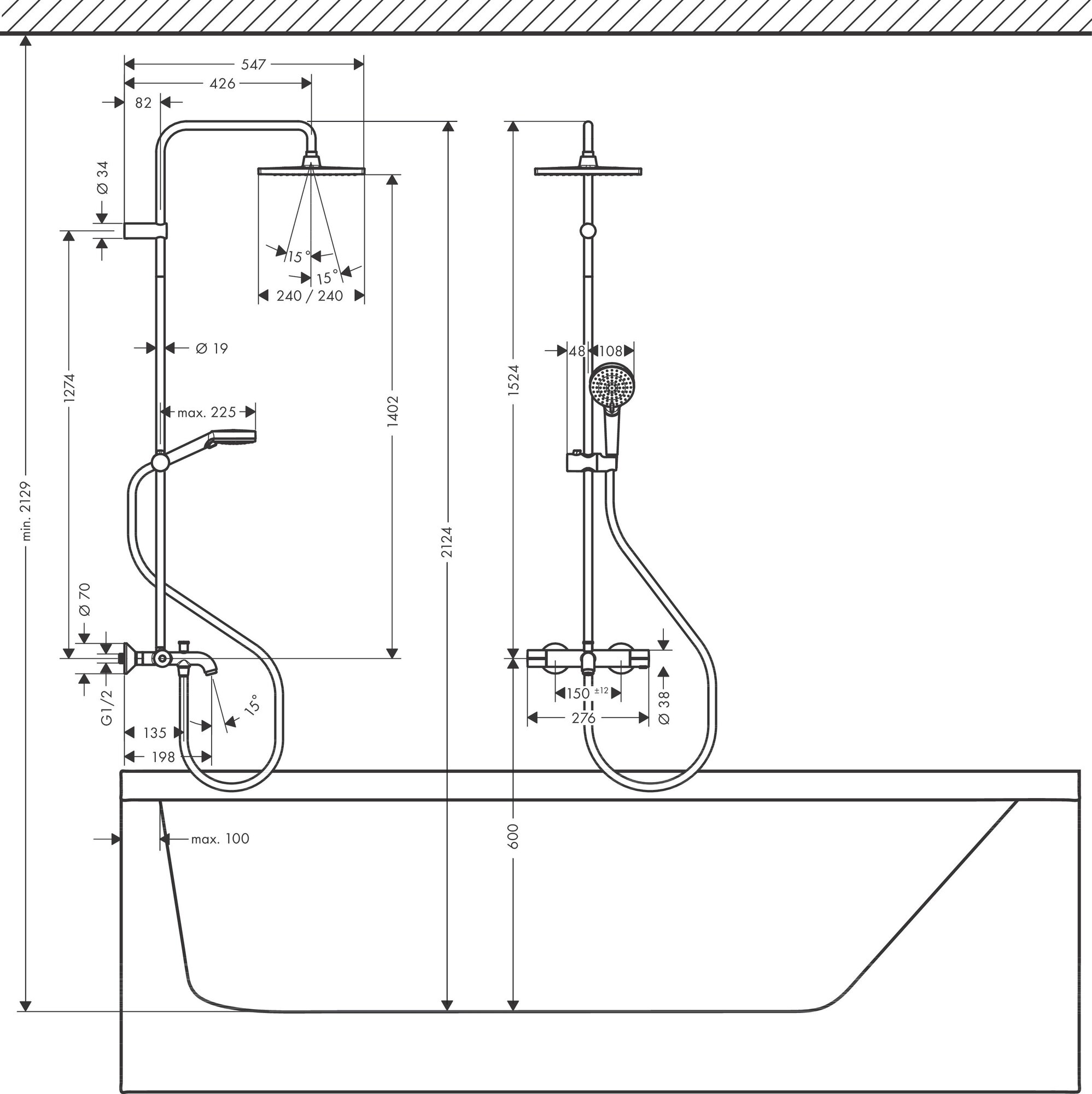 Душевая система Hansgrohe Vernis Shape матовый черный 26900670 - фотография № 2