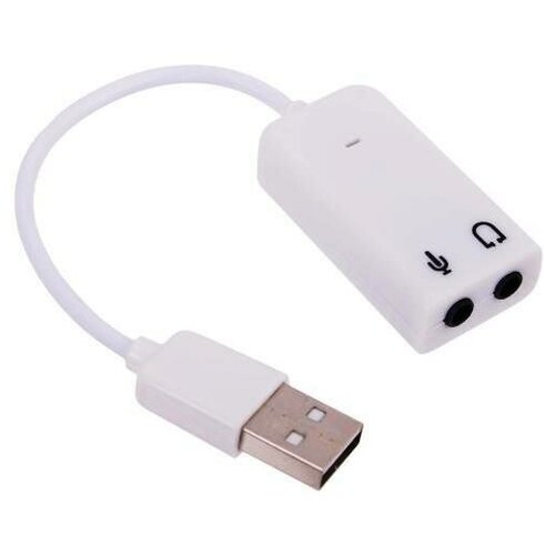 orient адаптер au 01n usb to audio 2 x jack 3 5 mm для подключения гарнитуры к порту usb черный Внешняя звуковая карта Orient AU-01S адаптер USB на два гнезда 3.5мм для микрофона и наушников - белый