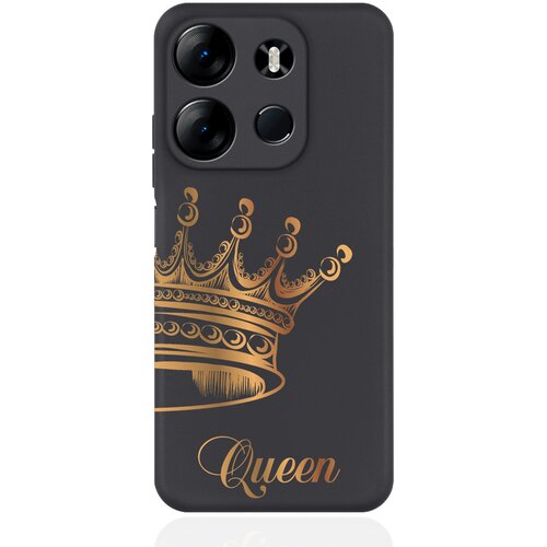 Черный силиконовый чехол MustHaveCase для Tecno Spark Go 2023/ Tecno Pop 7 Pro Парный чехол корона Queen чехол книжка krutoff eco book для смартфона tecno pop 7 7 pro spark go 2023 красный