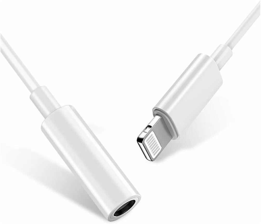 Переходник/адаптер Lightning (M) - mini jack 3.5 (F) RcHS для Aple, 0.1 м, белый — фото 1