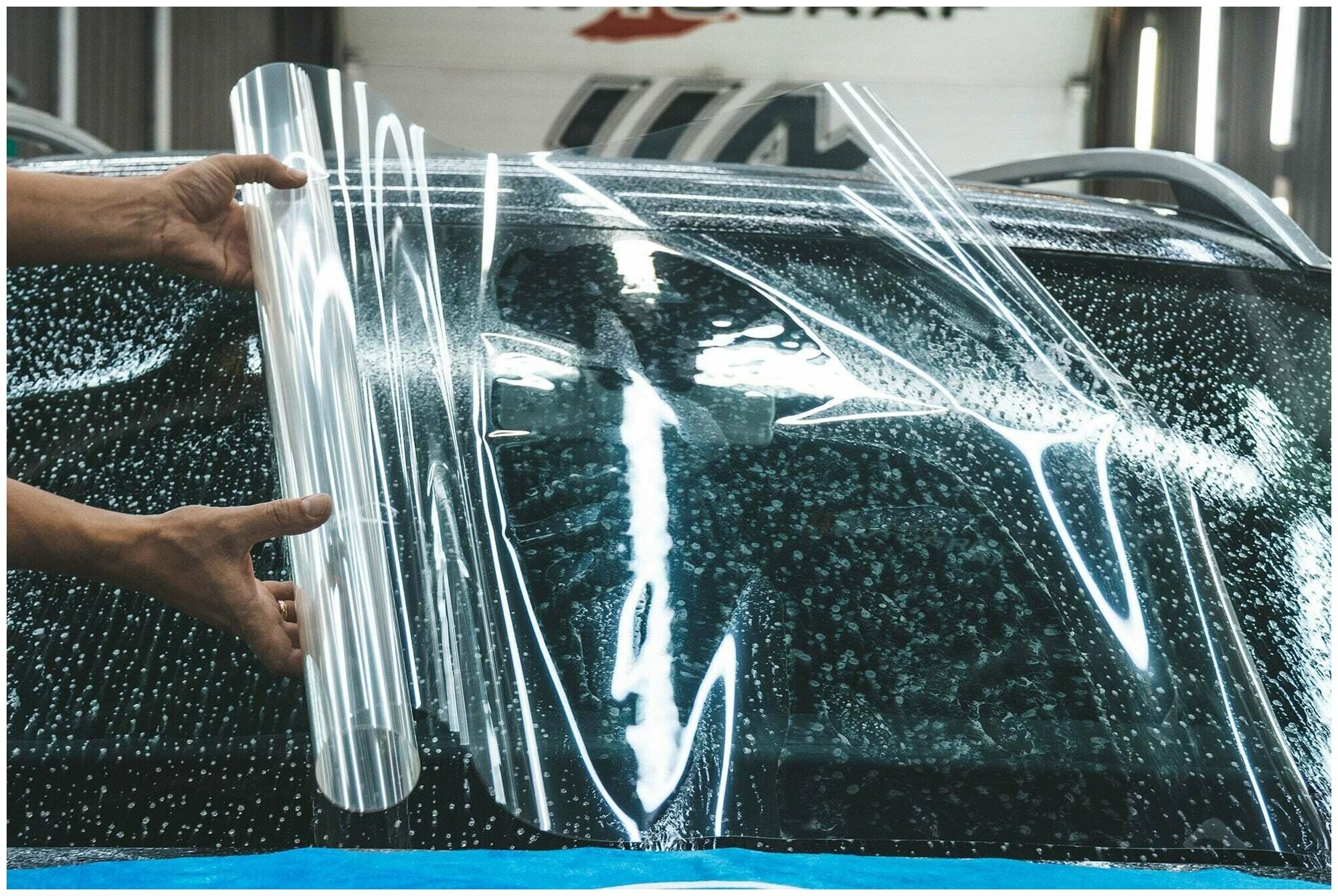 SunGrass / Полиуретановая антигравийная пленка для бронирования лобового стекла автомобиля от сколов и песка 122х150 см